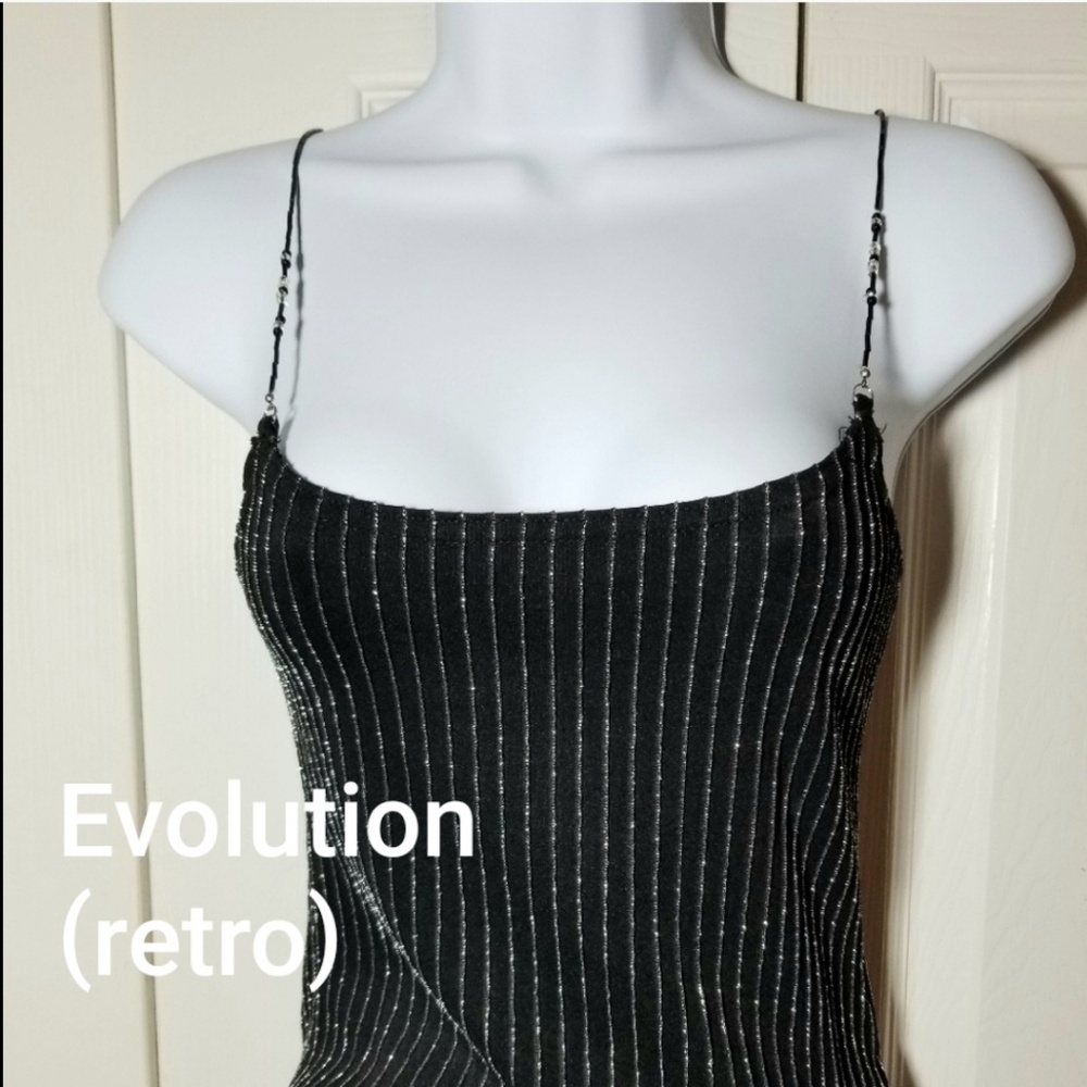 Retro 90's Evolution sexy cami with beaded straps Black